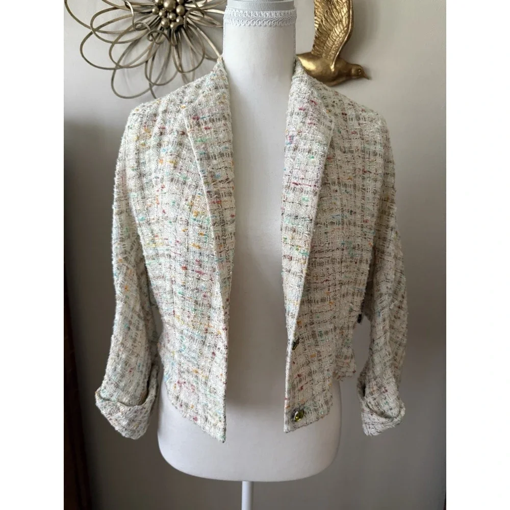 Walter Anthropologie Style Tweed Cropped Jacket Women's 10
